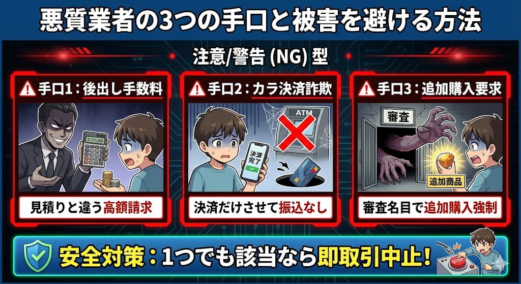 悪質業者の3つの手口と被害を避ける方法