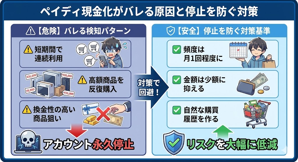 ペイディの現金化がバレる原因とアカウント停止を防ぐ対策